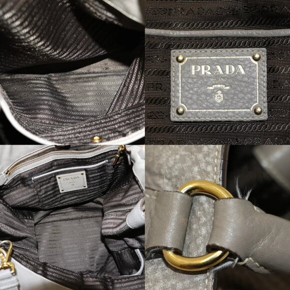 Prada Pomice Vitello Daino Shopper Tote - Dark Grey - Picture 15 of 15